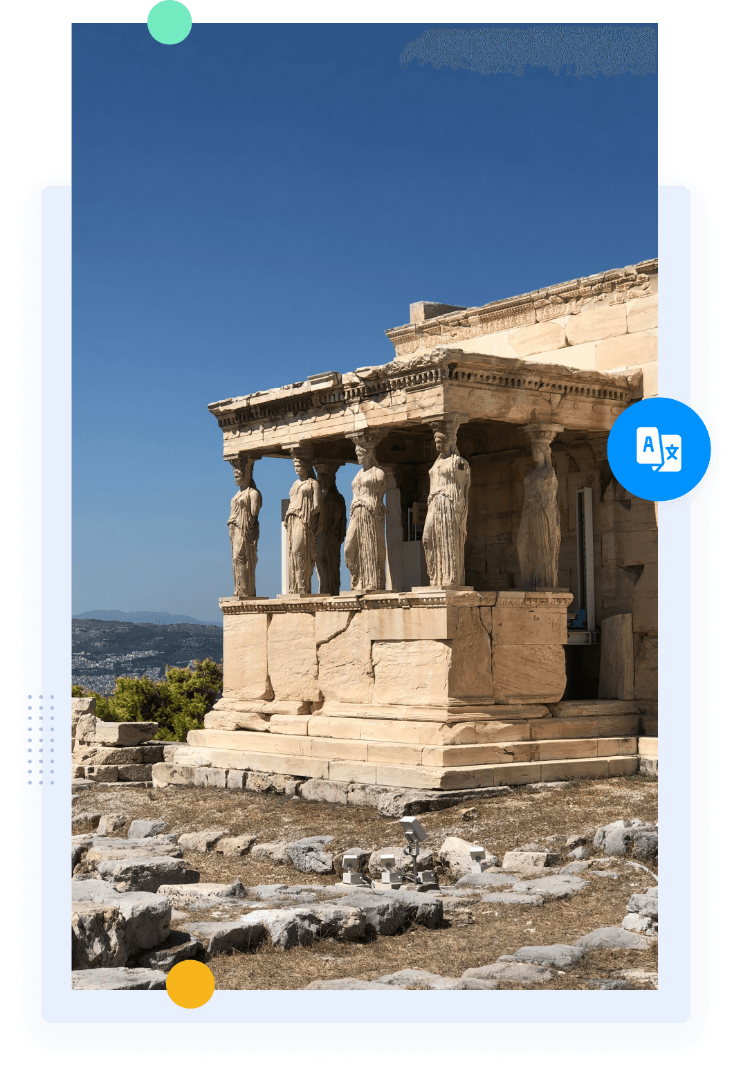 Ruins of an ancient Greek temple on a hill.