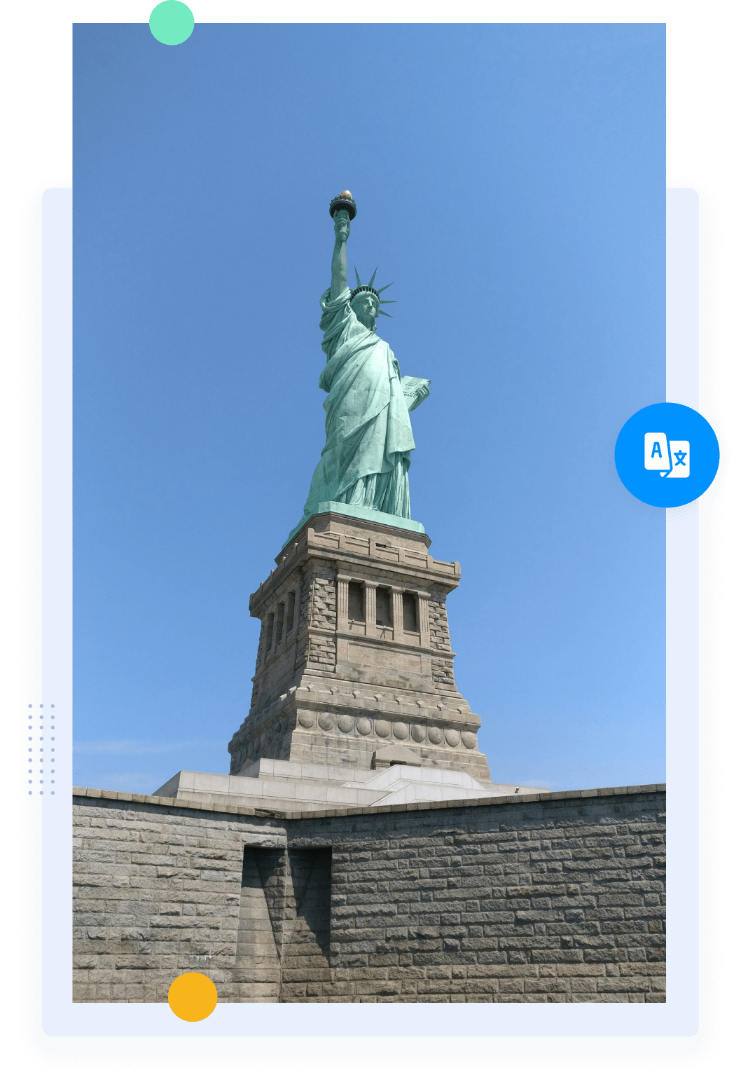 The Statue of Liberty monument against a clear blue sky.